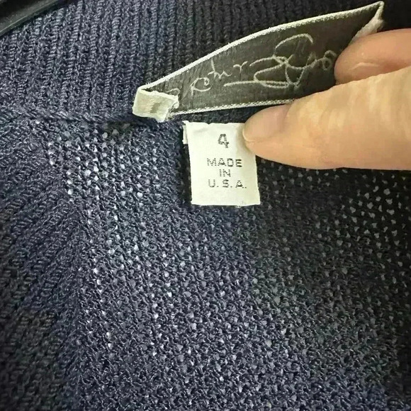 Vintage Wayne St. John Navy Gold Accent Santana Knit Pant Jumpsuit Size 4 - Picture 4 of 5